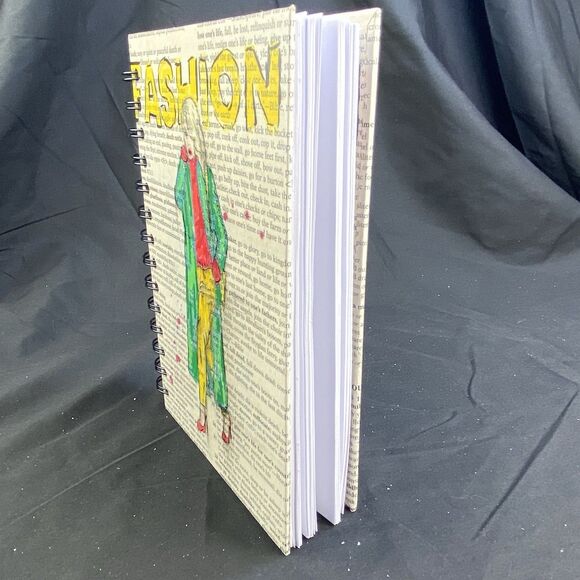 Journal Unique Women's/Teen's Fashion Designs Handmade Upcycle Spiral Notebook - Picture 7 of 7